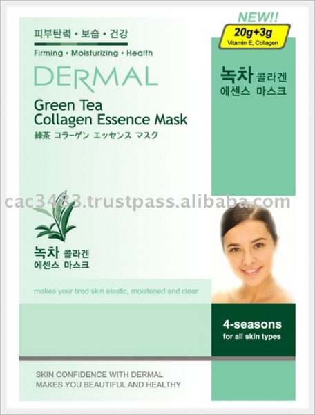 ماسک نقابی کلاژن صورت dermal با اسانس چای سبز محصول کره جنوبی