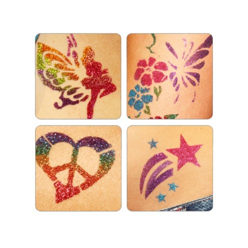 کیت کامل تاتو مجلسی درخشان اصل glitter tattoo kit